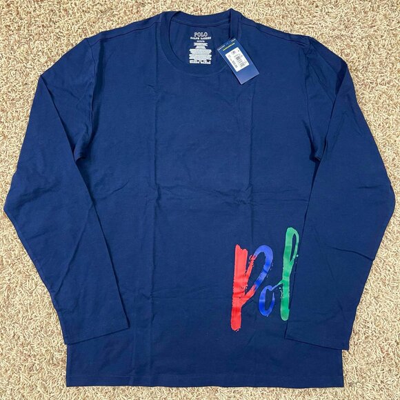 NEW Polo Ralph Lauren Men's Long-Sleeve Crewneck Pajama Shirt Navy, Size Medium - Picture 3 of 10